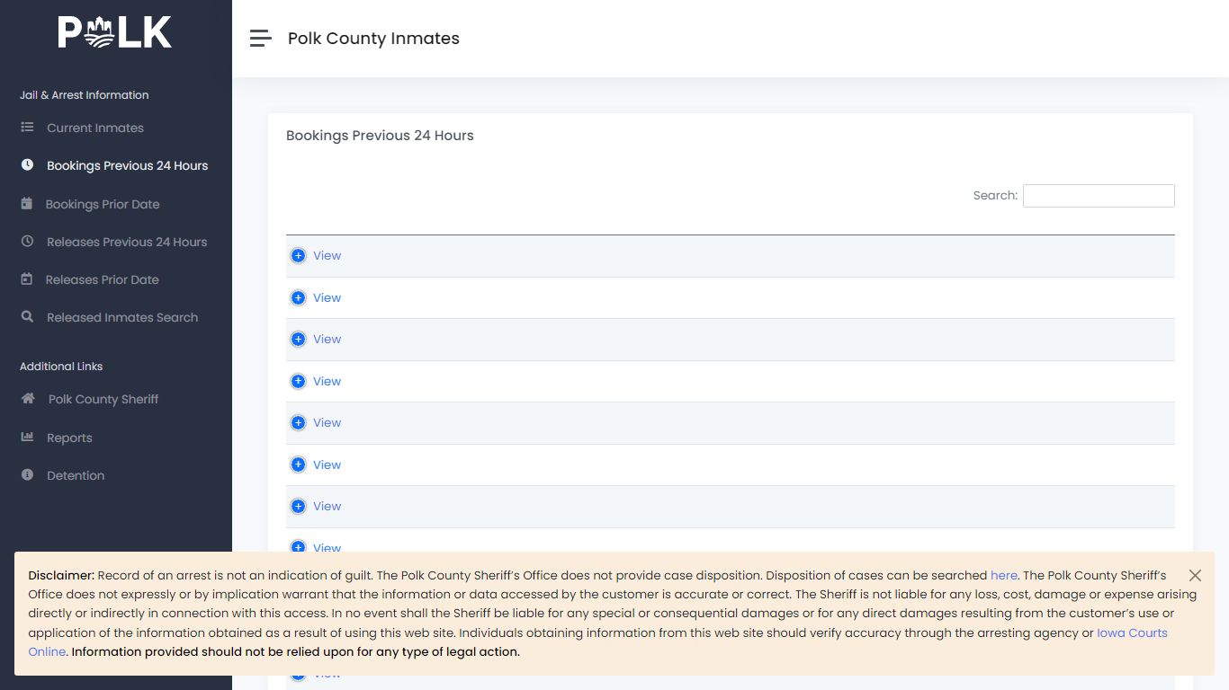 Bookings Previous 24 Hours - Polk Inmates - Polk County Iowa